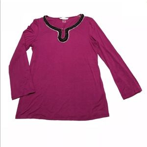 Peter Nygard tunic top embellished keyhole